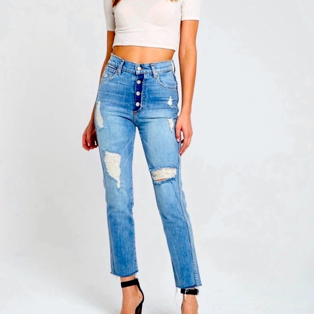 REVICE Dream Fit Sweet Monday Wash Exposed Button Fly Jeans Women’s 28 or 6